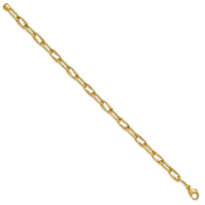 Polished Fancy Wavy Elongated Oval Link Bracelet 7.5"