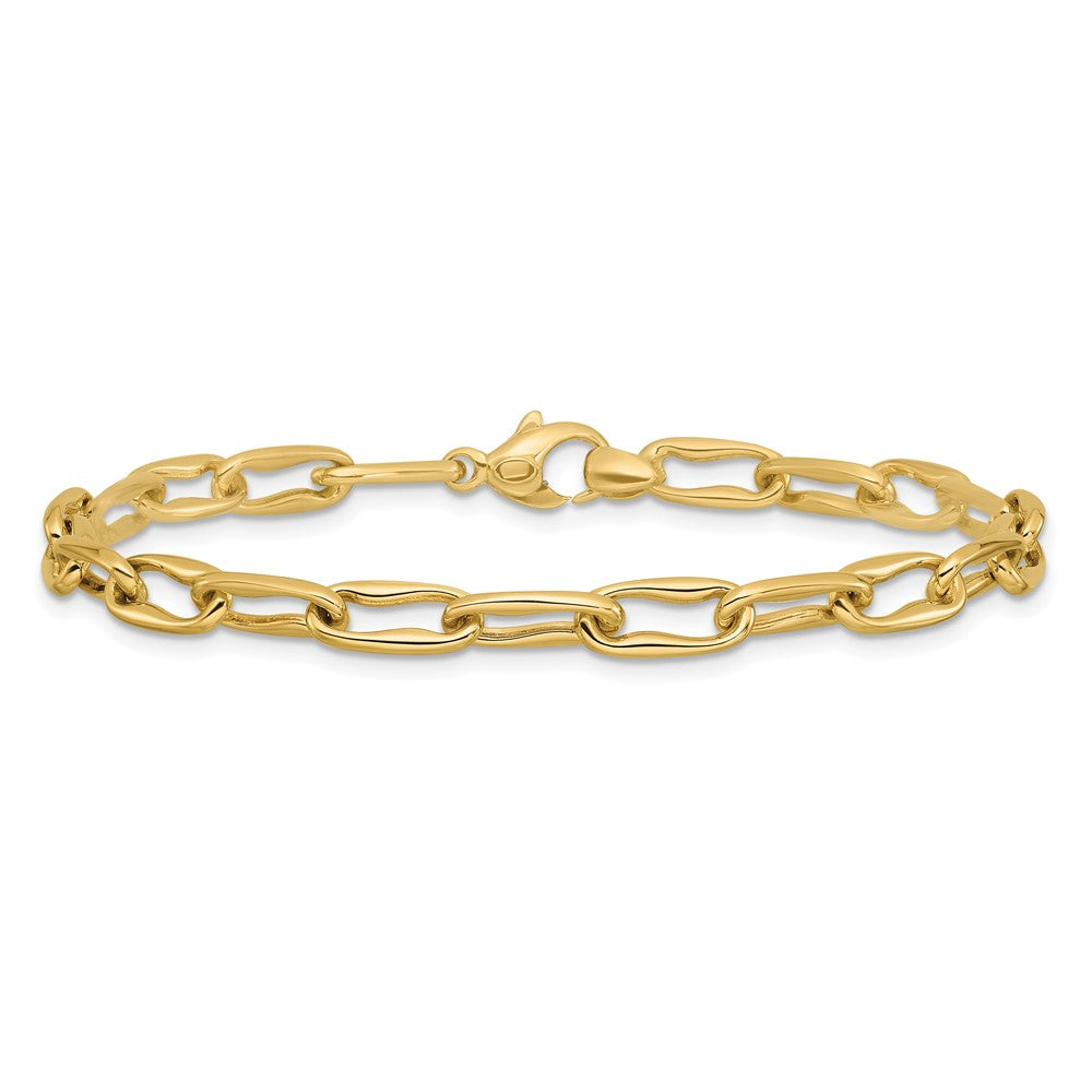 Polished Fancy Wavy Elongated Oval Link Bracelet 7.5"