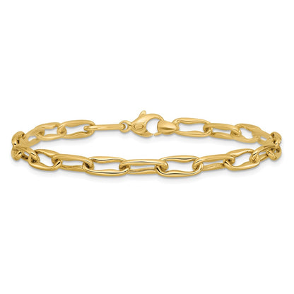 Polished Fancy Wavy Elongated Oval Link Bracelet 7.5"