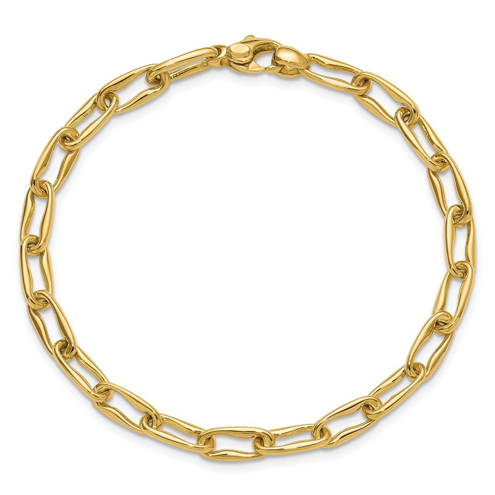 Polished Fancy Wavy Elongated Oval Link Bracelet 7.5"