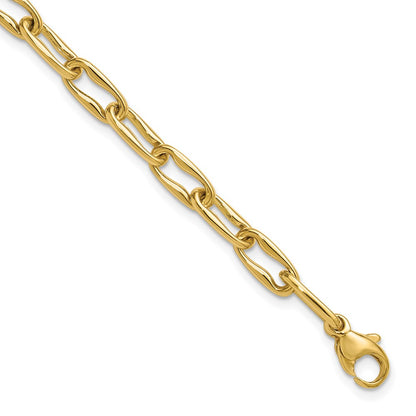 Polished Fancy Wavy Elongated Oval Link Bracelet 7.5"