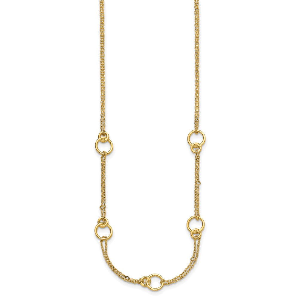 Polished 2-Strand Double Circle w/ 2in Ext. Necklace