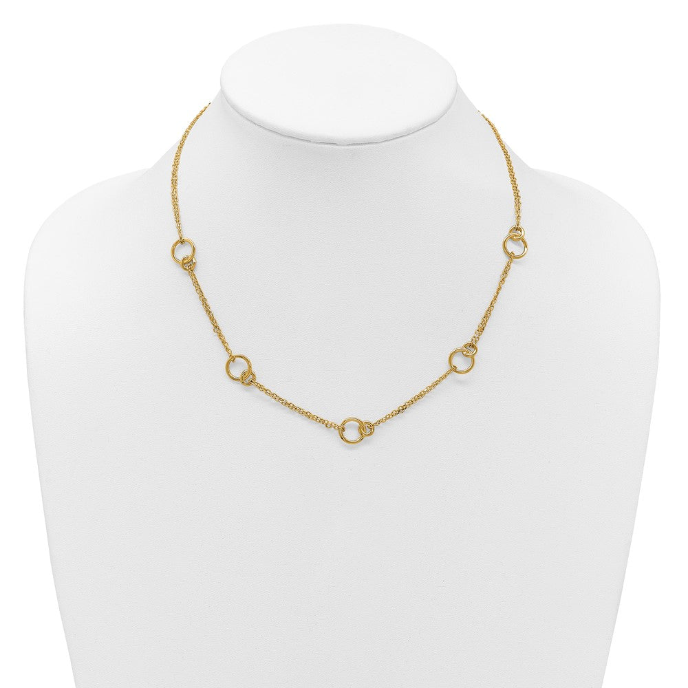Polished 2-Strand Double Circle w/ 2in Ext. Necklace