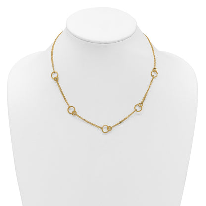 Polished 2-Strand Double Circle w/ 2in Ext. Necklace