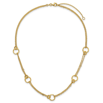 Polished 2-Strand Double Circle w/ 2in Ext. Necklace