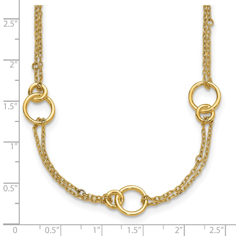 Polished 2-Strand Double Circle w/ 2in Ext. Necklace