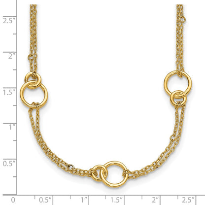 Polished 2-Strand Double Circle w/ 2in Ext. Necklace