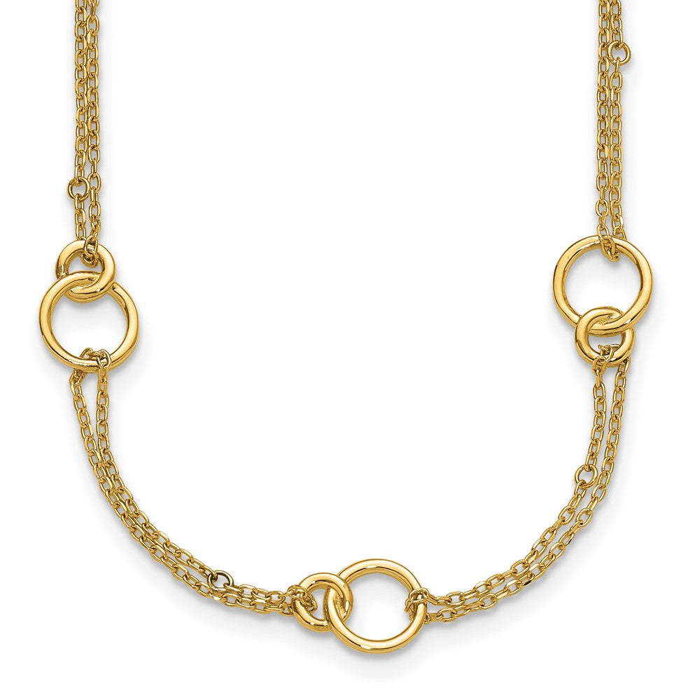 Polished 2-Strand Double Circle w/ 2in Ext. Necklace