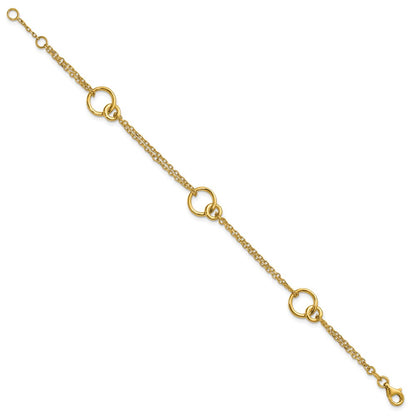 Polished 2-Strand Double Circle w/ .5in Ext. Bracelet