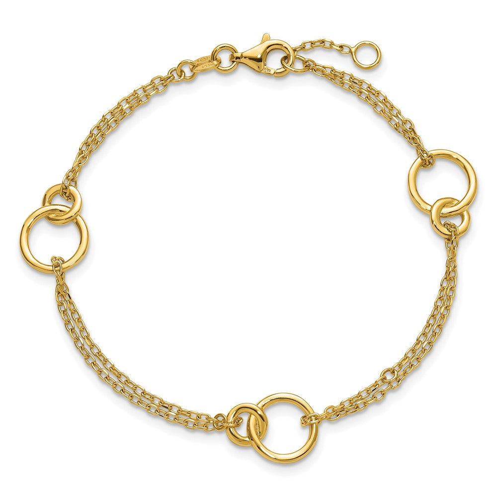Polished 2-Strand Double Circle w/ .5in Ext. Bracelet