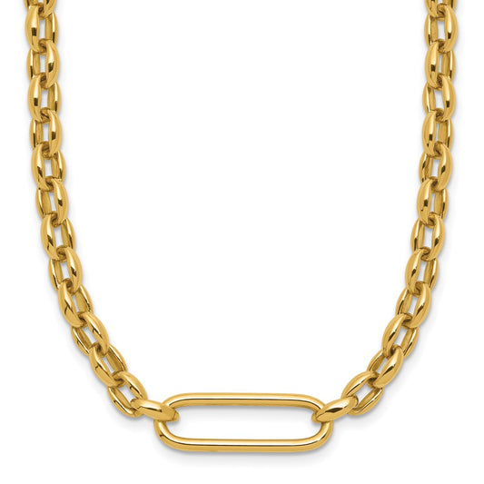 Polished Fancy Elongated Oval Link Necklace 18"