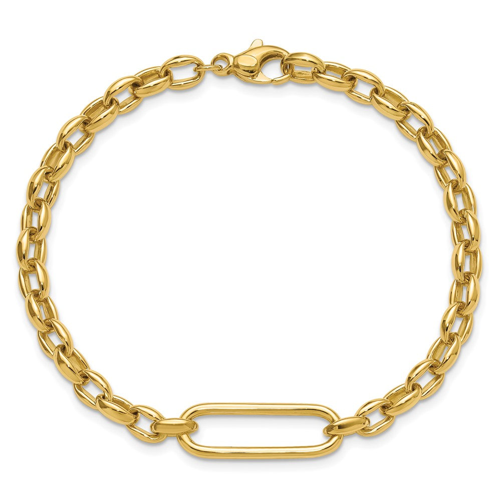 Polished Fancy Elongated Oval Link Bracelet 7.5"