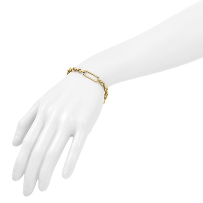 Polished Fancy Elongated Oval Link Bracelet 7.5"