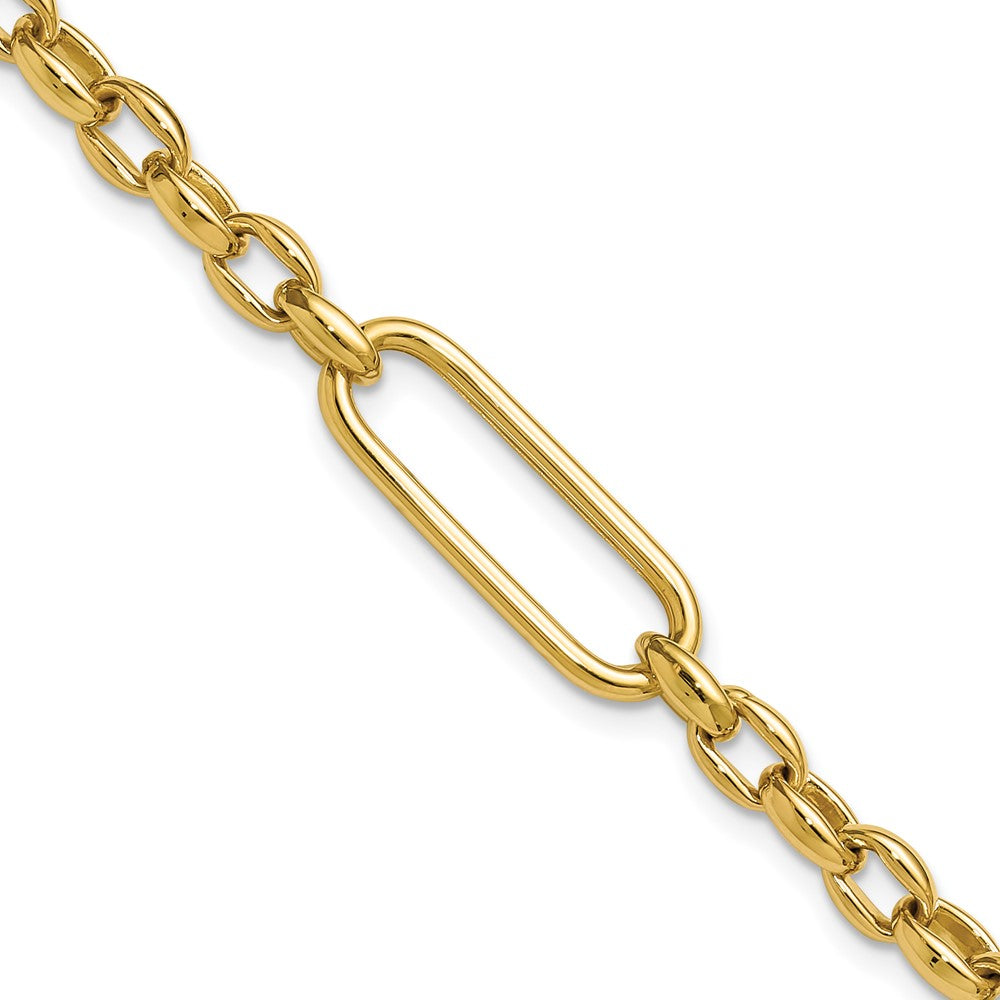 Polished Fancy Elongated Oval Link Bracelet 7.5"