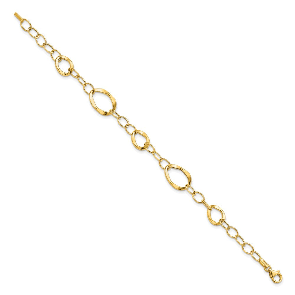 Polished Fancy Link Bracelet 7.25" - 2.73g