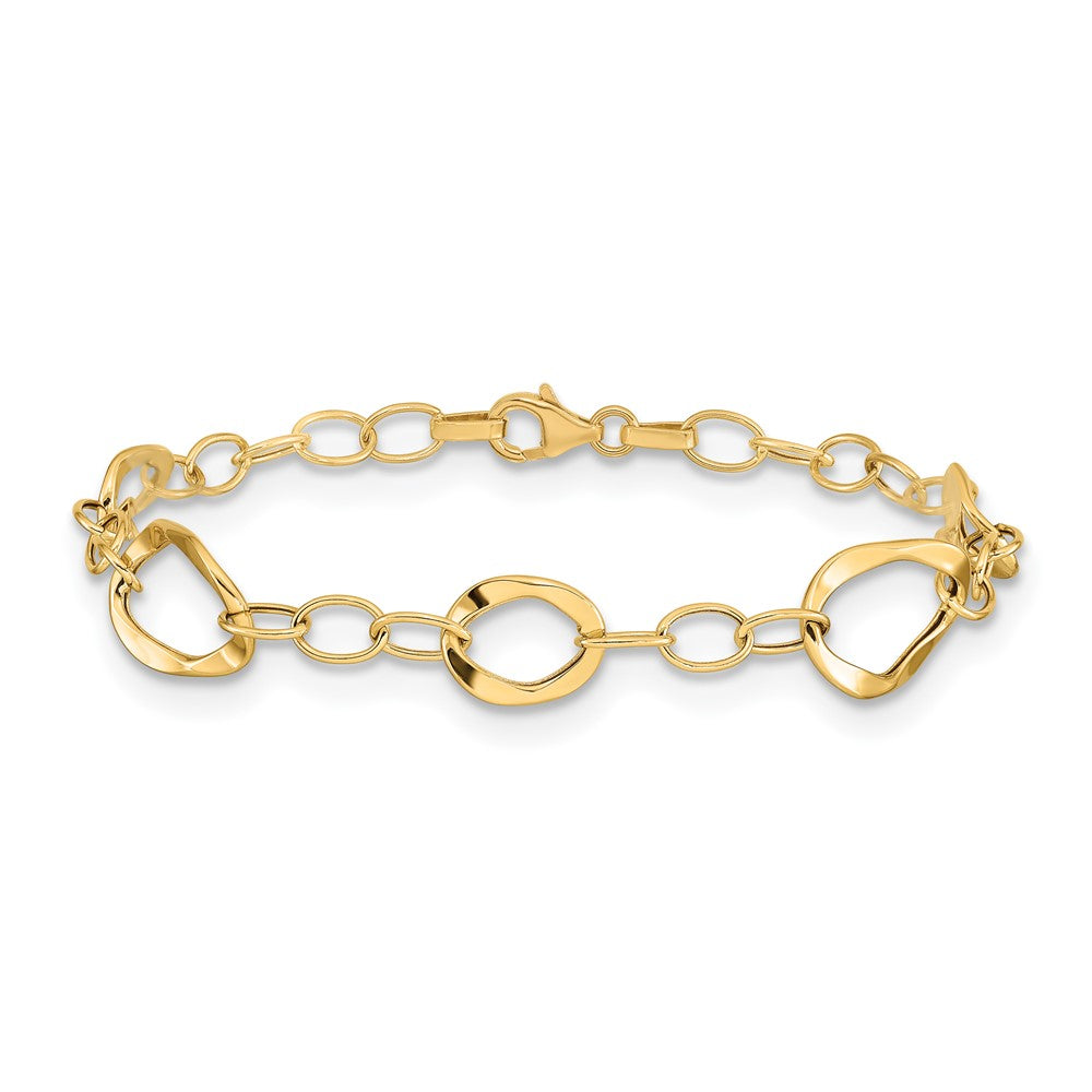 Polished Fancy Link Bracelet 7.25" - 2.73g