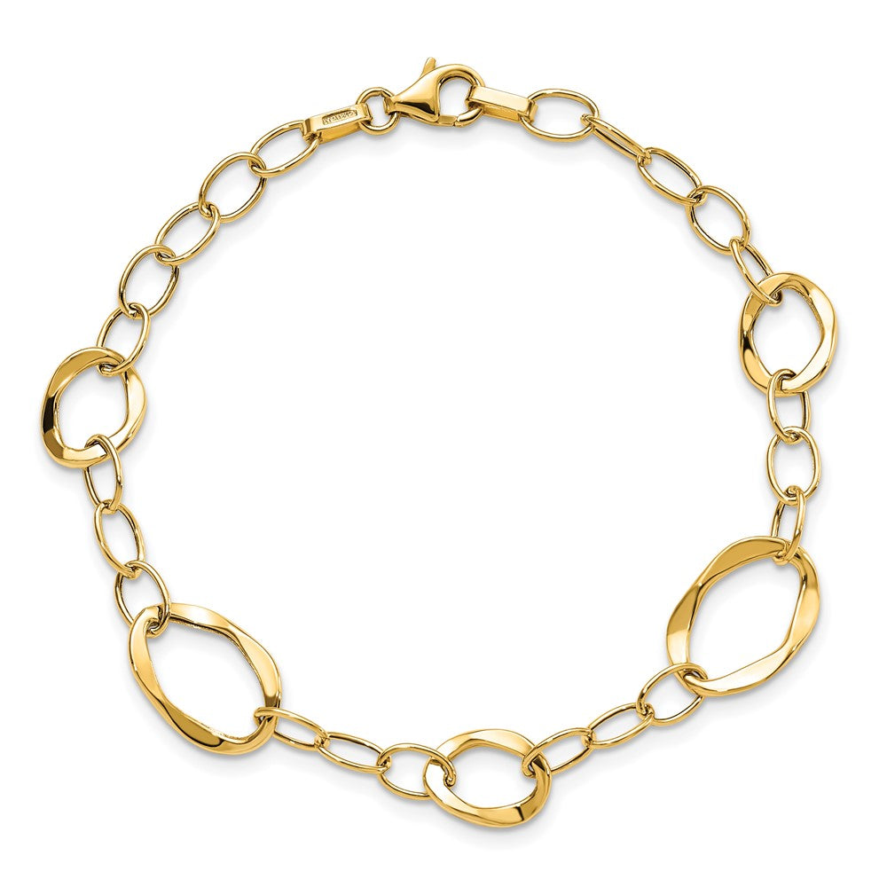 Polished Fancy Link Bracelet 7.25" - 2.73g