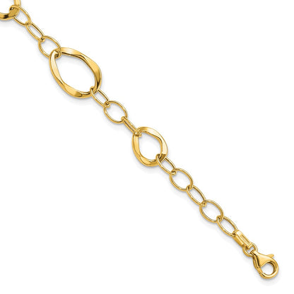 Polished Fancy Link Bracelet 7.25" - 2.73g