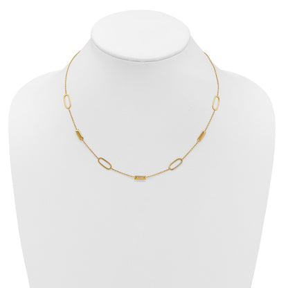 Polished Elongated Oval and Bar w/2in Ext. Necklace