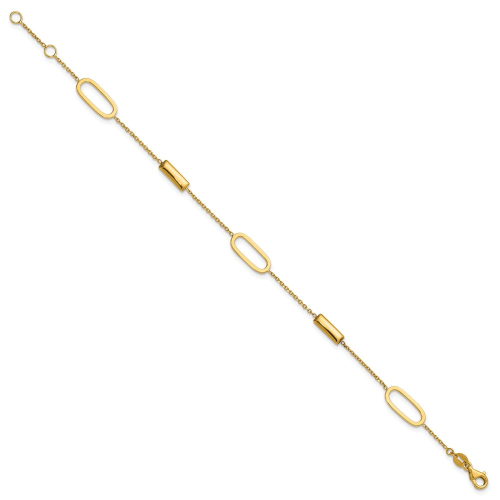 Polished Elongated Oval and Bar w/.5in Ext. Bracelet