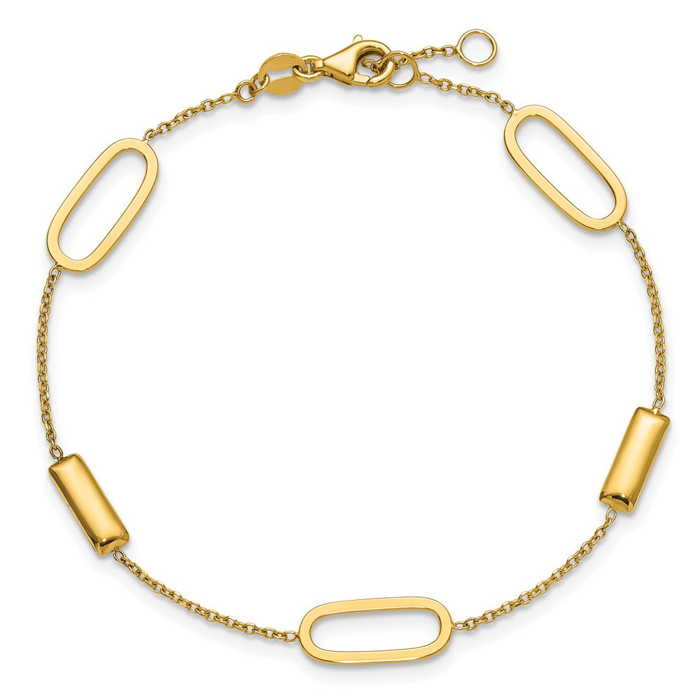 Polished Elongated Oval and Bar w/.5in Ext. Bracelet