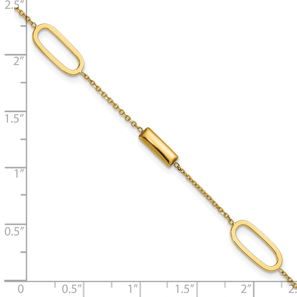 Polished Elongated Oval and Bar w/.5in Ext. Bracelet