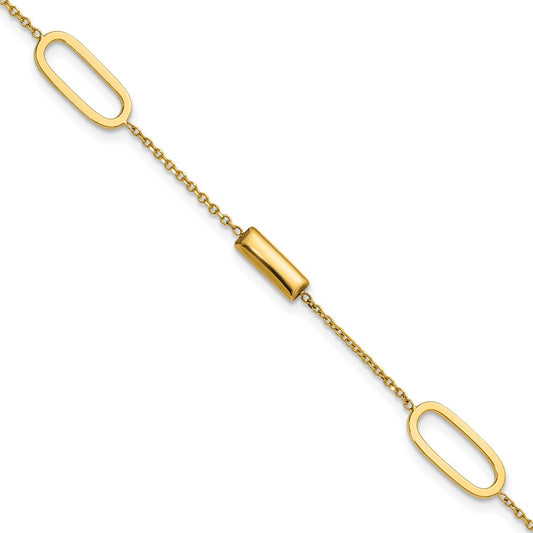 Polished Elongated Oval and Bar w/.5in Ext. Bracelet