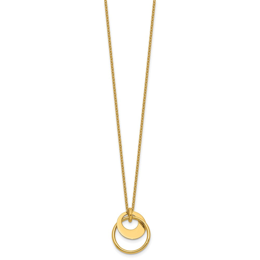 Polished Fancy Double Circle w/ 2in Ext .Necklace