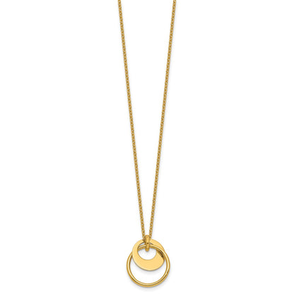 Polished Fancy Double Circle w/ 2in Ext .Necklace