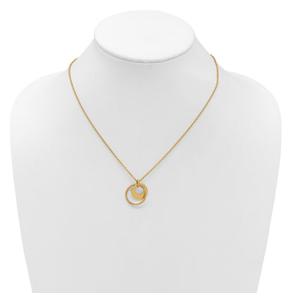 Polished Fancy Double Circle w/ 2in Ext .Necklace