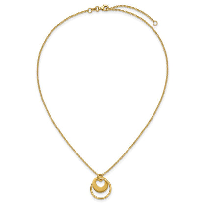 Polished Fancy Double Circle w/ 2in Ext .Necklace