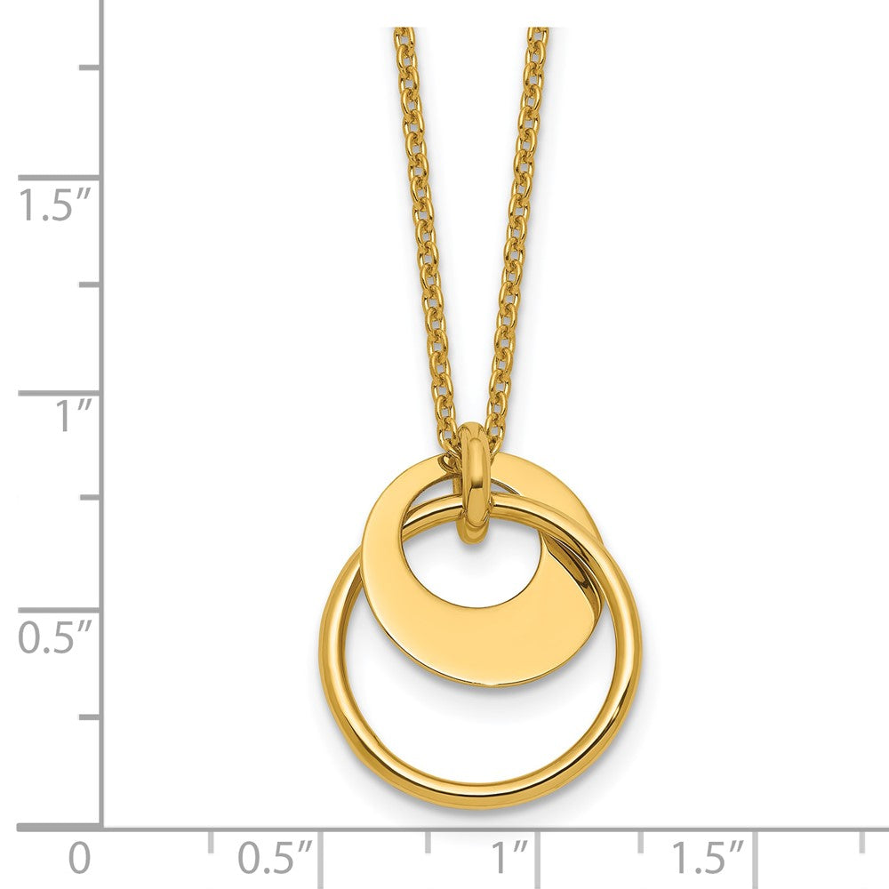 Polished Fancy Double Circle w/ 2in Ext .Necklace