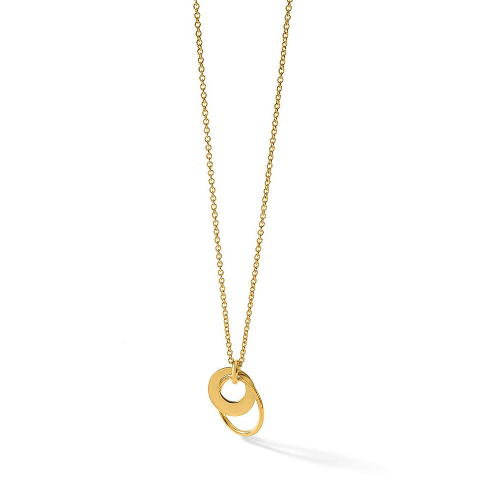 Polished Fancy Double Circle w/ 2in Ext .Necklace