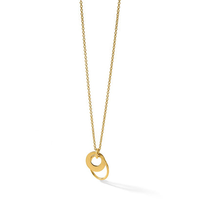 Polished Fancy Double Circle w/ 2in Ext .Necklace