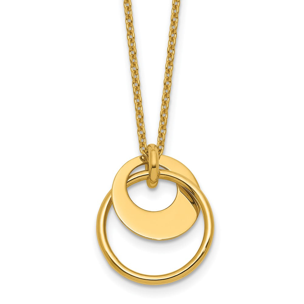 Polished Fancy Double Circle w/ 2in Ext .Necklace