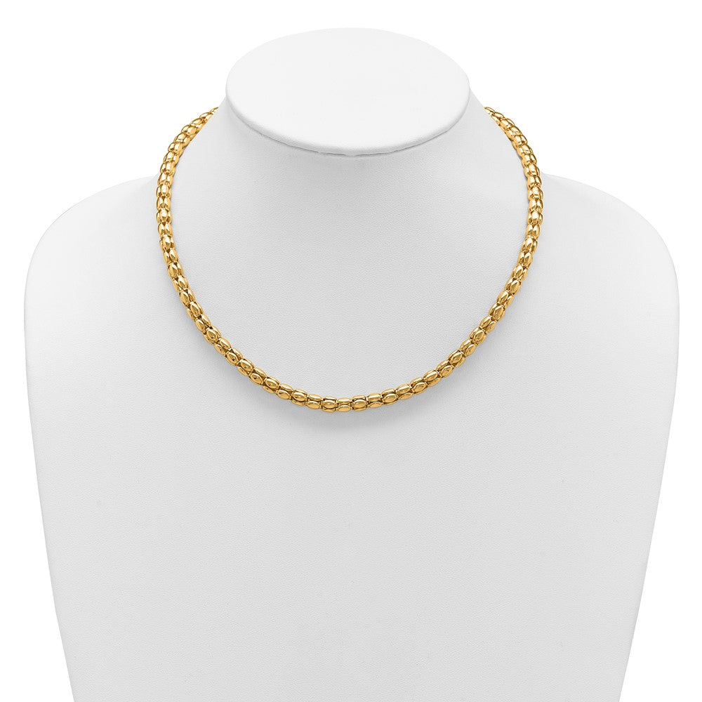 Polished 5.5mm Popcorn Mesh Necklace 18"