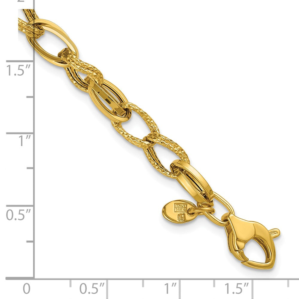 Polished and Textured Fancy Oval Link Bracelet 7.5"