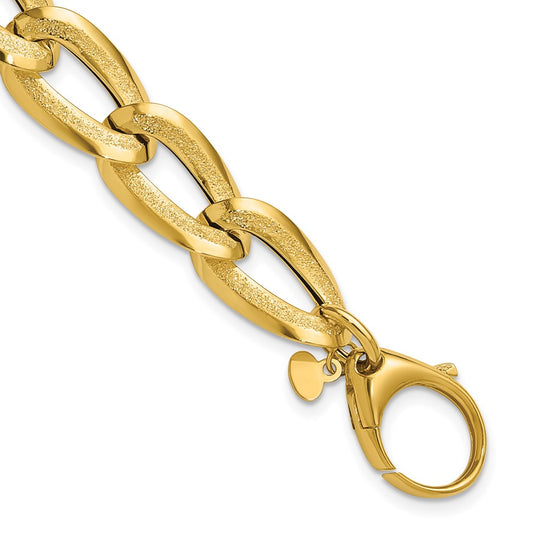 Polished and Laser-cut Fancy Oval Link Bracelet 7.75"