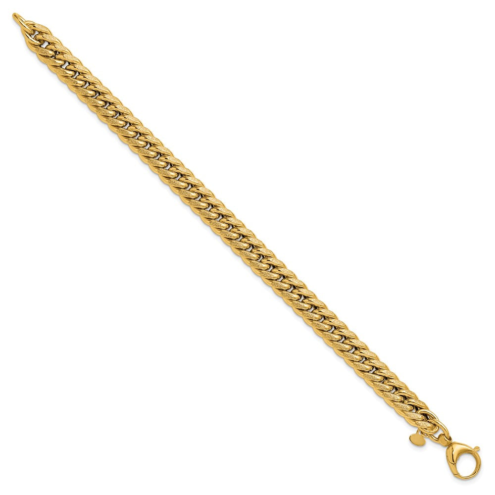 Polished and Textured Fancy Curb Bracelet 7.5"