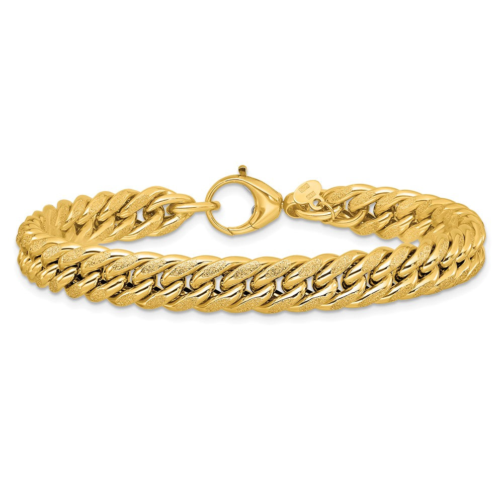 Polished and Textured Fancy Curb Bracelet 7.5"