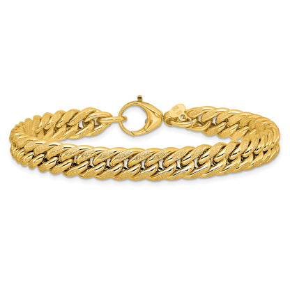 Polished and Textured Fancy Curb Bracelet 7.5"