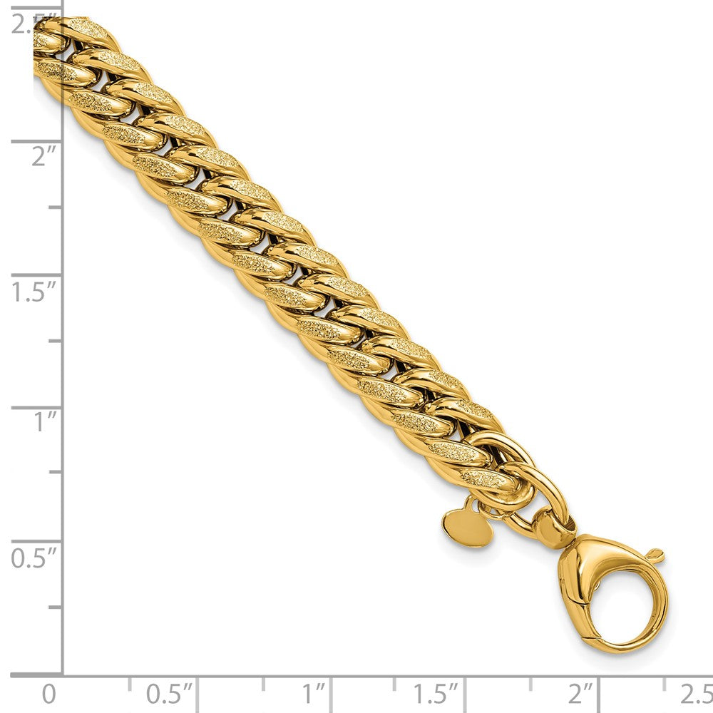 Polished and Textured Fancy Curb Bracelet 7.5"