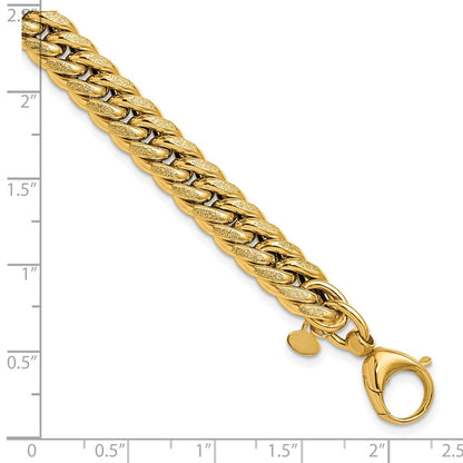 Polished and Textured Fancy Curb Bracelet 7.5"