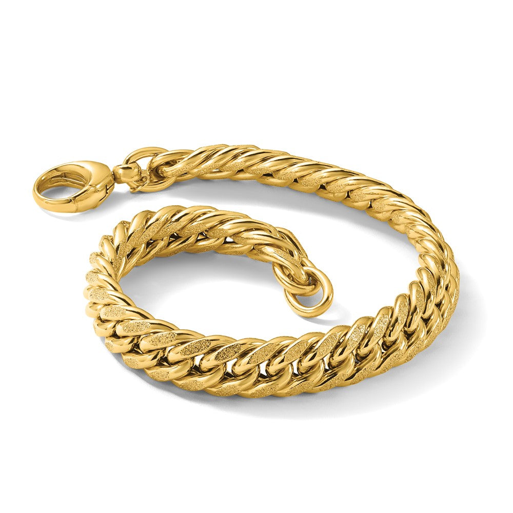 Polished and Textured Fancy Curb Bracelet 7.5"