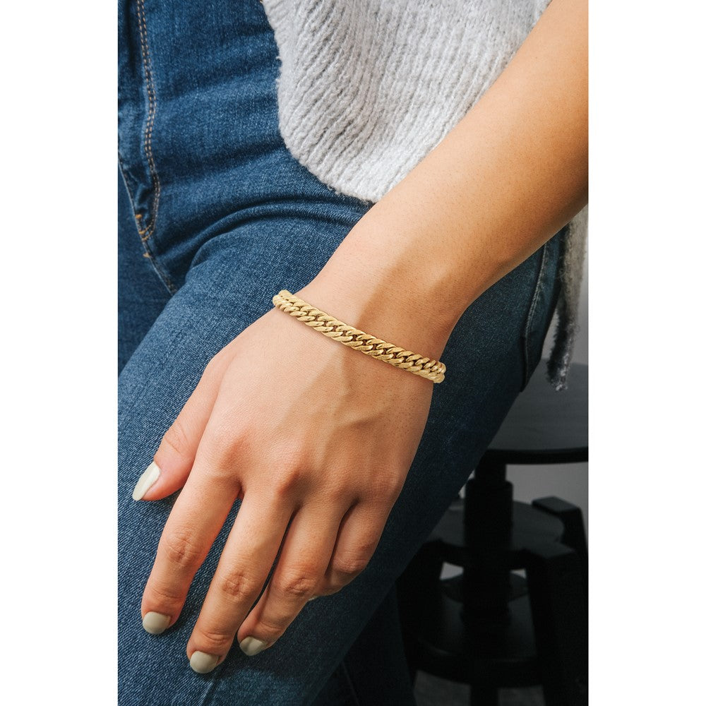 Polished and Textured Fancy Curb Bracelet 7.5"