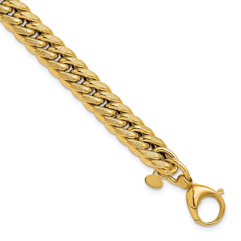 Polished and Textured Fancy Curb Bracelet 7.5"