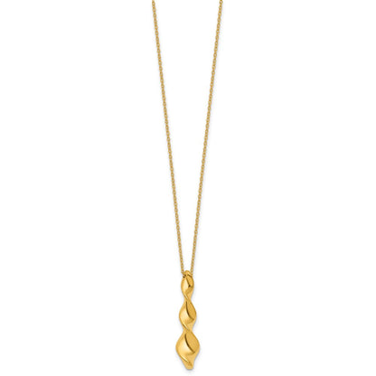 Polished Wavy Pendant on Dia-cut Chain w/1in ext. Necklace
