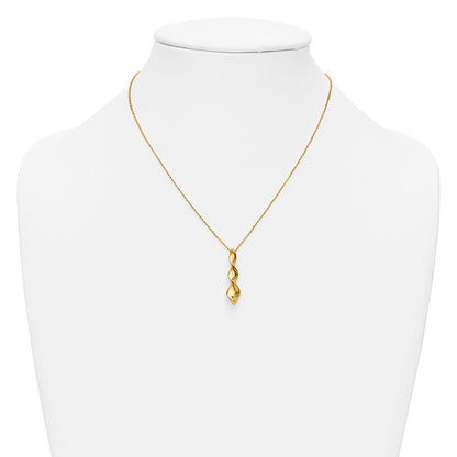 Polished Wavy Pendant on Dia-cut Chain w/1in ext. Necklace