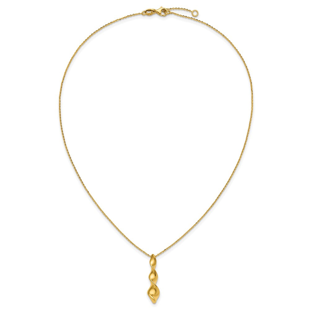 Polished Wavy Pendant on Dia-cut Chain w/1in ext. Necklace