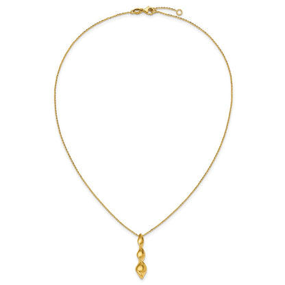 Polished Wavy Pendant on Dia-cut Chain w/1in ext. Necklace